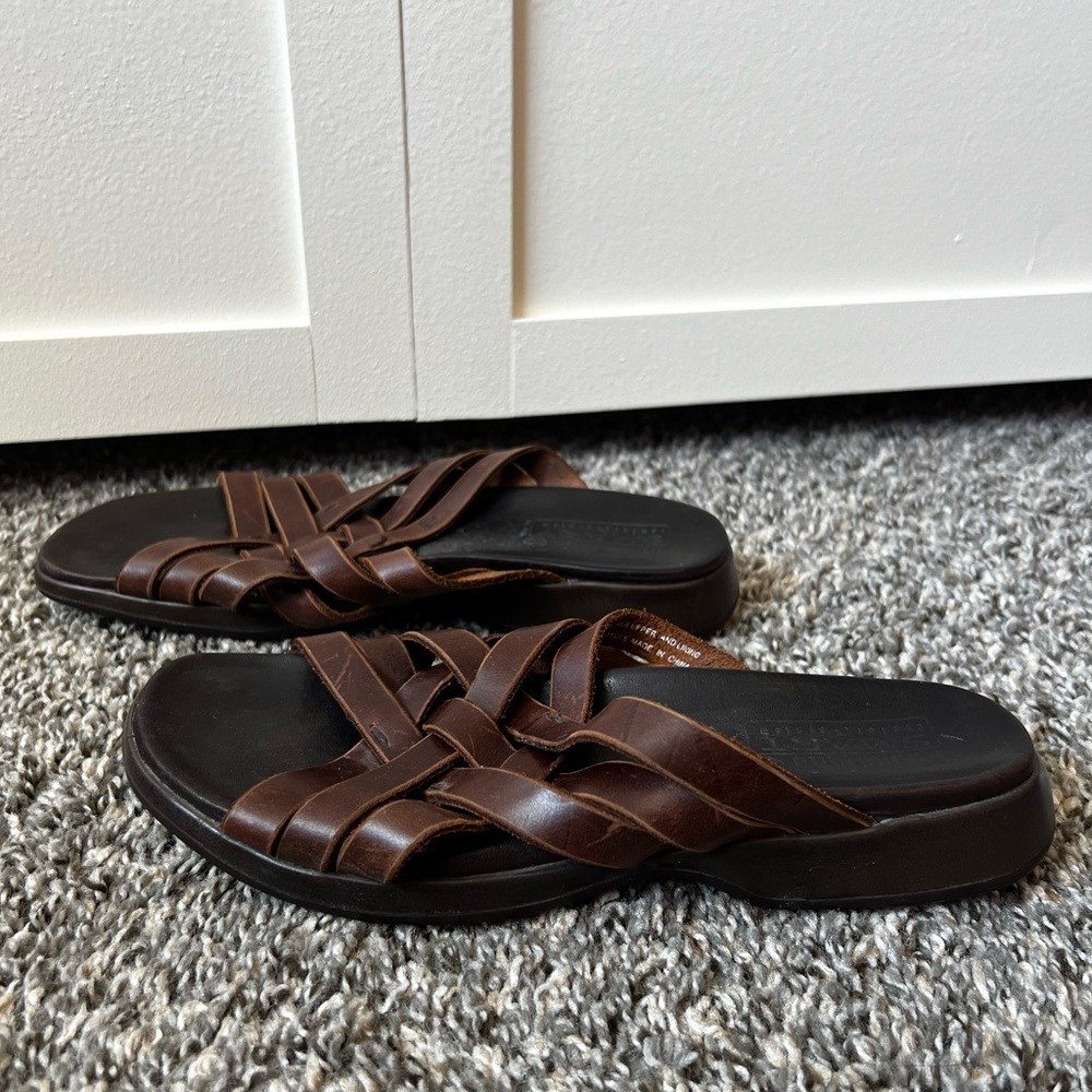 Timberland Women’s Brown Braided Leather Sandals Smart Comfort System Size 7.5